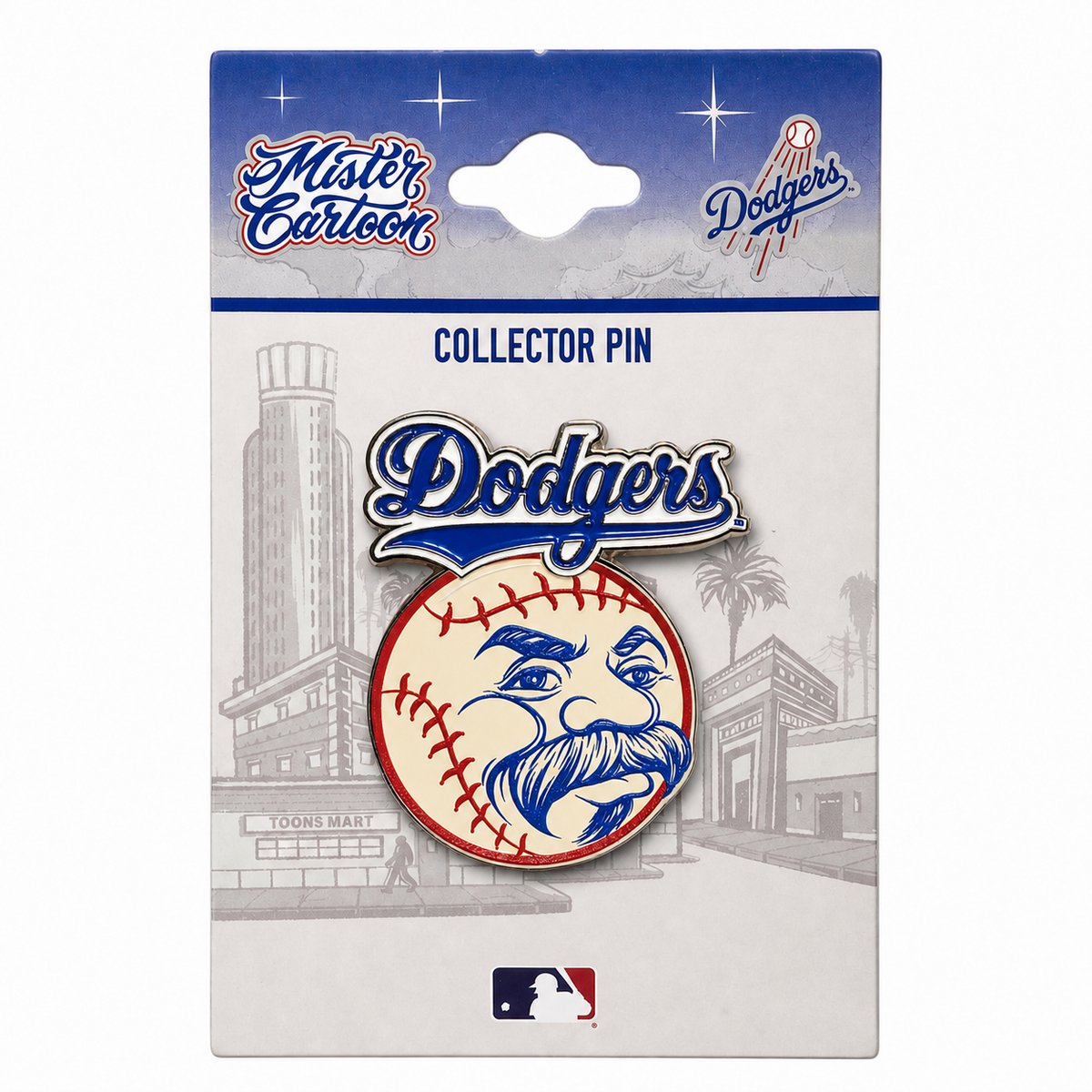 LA Dodgers x Mister Cartoon Baseball Head Enamel Pin & Stand