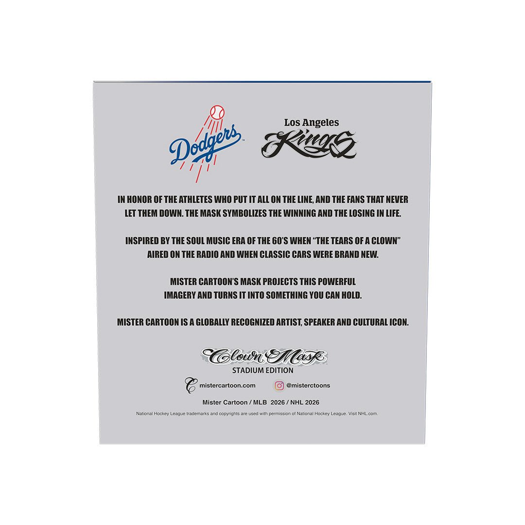 MLB/NHL MISTER CARTOON CLOWN MASK - STADIUM EDITION - LA DODGERS AND LA KINGS - Toons Mart